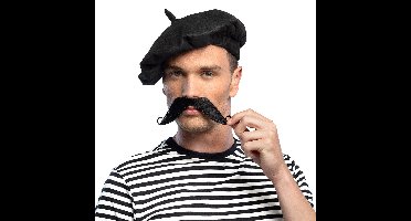 Boland Carnaval verkleed snorren - fransman - zwart - zelfklevend