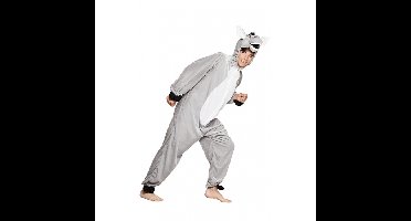 Boland dierenpak kostuum - Ezel - verkleedkleding - kinderen - grijs - onesie