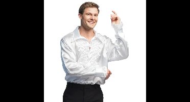 Boland Disco shirt - wit - met ruffles - polyester - disco