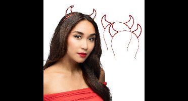 Boland Duivel hoorntjes - 6x - rood - Halloween - dames - diadeem