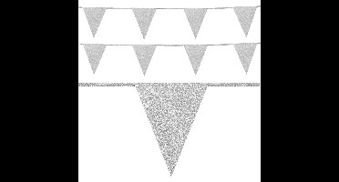 Boland glitter vlaggenlijn - 2x - zilver - 6 meter - versiering