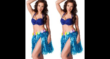 Boland Hawaii verkleed rokje - 2x - dames - blauw - hoela rokje