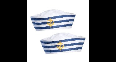 Boland Matrozen hoedje - 2x - wit - polyester - carnaval - maritiem thema