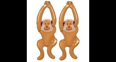 Boland Opblaasbare dieren - 2x - Aapje - bruin - 61 cm - kunststof pvc