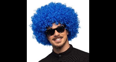 Boland party Verkleedpruik dames/heren - blauw - krullend haar