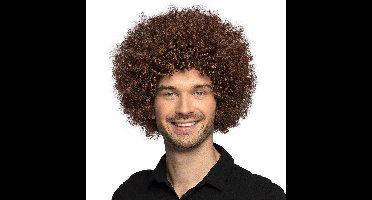 Boland party Verkleedpruik dames/heren - bruin - krullend haar