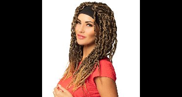 Boland party Verkleedpruik voor dames - bruin - Nineties / Rasta