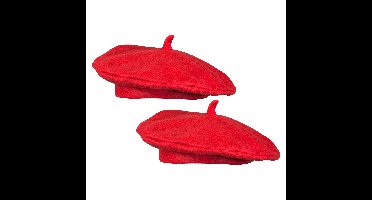 Boland Verkleed hoed - 2x - baret - rood - polyester - franse baret