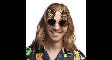 Boland verkleed party bril Ananas - Tropisch/hawaii thema - goud