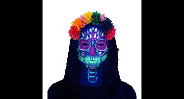 Boland Verkleed set Skull - UV Neon - schmink en diadeem - Halloween