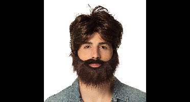 Boland Verkleedpruik heren met baardje - bruin - The Hangover Dude