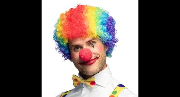 Boland Verkleedpruik voor heren/dames - Clown - Multi colours - Carnaval - kort krullend haar