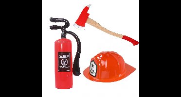 Brandweerman verkleed set - volwassenen - helm - brandblusser - bijl