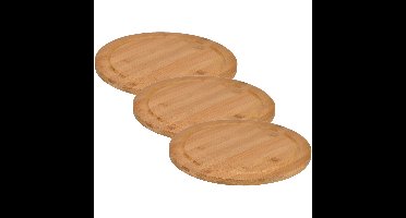 Broodplank - 6x - rond - D25 cm - bamboe - serveerplank - snijplank