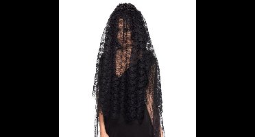 Bruidssluier verkleedaccessoire zwart - dames - 75 cm