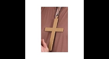 Carnaval verkleed gouden monniks/priesters kruis - 22 cm - plastic