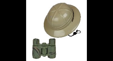 Carnaval/verkleed safari helm voor kinderen met verrekijker set