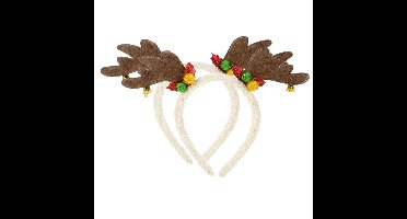 Christmas Decoration kerst haarband - 2x - rendier gewei - bruin