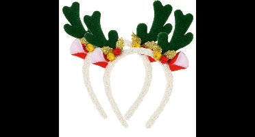 Christmas Decoration kerst haarband - 2x - rendier gewei - groen