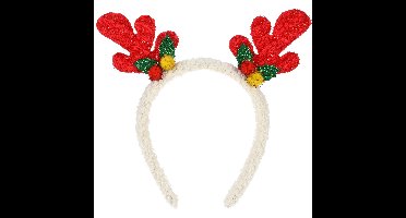 Christmas Decoration kerst haarband - rendier gewei - rood - polyester