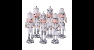 Christmas Decoration Kersthanger notenkrakers - zilver - 6x- 12cm