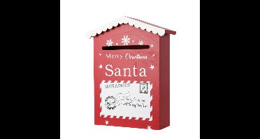 Christmas Decoration Kerstman brievenbus - rood - 30 x 20 x 7 cm