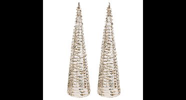 Christmas Decoration LED kerstboom kegels- 2x - H60 - goud- ijzer