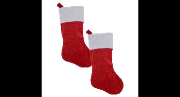 Christmas Decorations Decoratie kerstsokken - 2x - rood - H43 cm - polyester