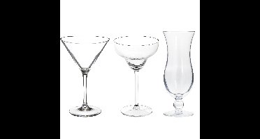 Cocktailglazen set - blue hawaii/martini/margarita glazen - 12x stuks