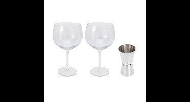 Cocktailset incl glazen/barmaatje - 3-delig - 650 ml - Gin Tonic/Spritz