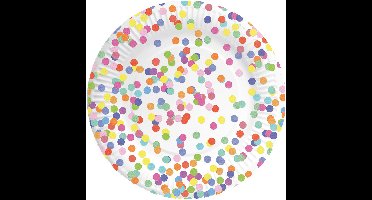 Confetti thema feest borden van karton - 8x - D23 cm - Kinderfeestje