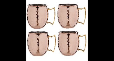 Cosy & Trendy Cocktailglazen Moscow Mule - 4x - gehamerd koper - 450ml