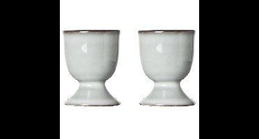 Cosy & Trendy Eierdopje - 4x - aardewerk - lichtgrijs - 5 cm