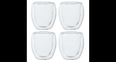 Cosy & Trendy Espressoglazen - 4x - dubbelwanzig - glas - 80 ml