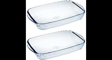 Cosy & Trendy glazen ovenschaal - 2x - 2 liter - 32 x 20 x 5 cm