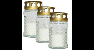 Cosy & Trendy Grafkaars - 5x - gedenklicht met deksel - wit - 12 cm