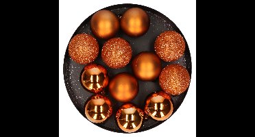 Cosy & Trendy Kerstballen - 12x - oranje - 6 cm - kunststof