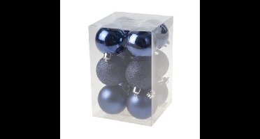 Cosy & Trendy Kerstballen - 24x - donkerblauw - 6 cm
