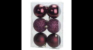 Cosy & Trendy Kerstballen - 6x st - bordeaux - 8 cm - kunststof