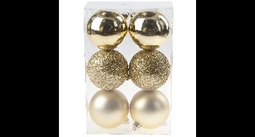 Cosy & Trendy Kerstballen - 6x st - goud - 8 cm - kunststof