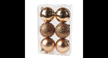 Cosy & Trendy Kerstballen - 6x st - koper - 8 cm - kunststof