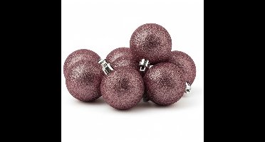 Cosy & Trendy Kerstballen - 6x st - roze - glitters - 6 cm
