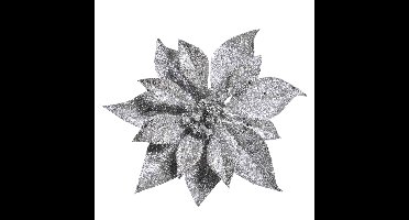 Cosy & Trendy Kersthanger - bloem - op clip - zilver - 18 cm