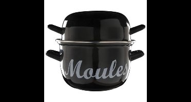Cosy & Trendy Mosselpan/pot - RVS - zwart - Moules - 2,8 liter
