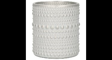 Countryfield Luxe theelichthouder - Aurora - parel wit/zilver - D8 x H10 cm