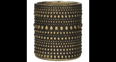 Countryfield Luxe theelichthouder - Aurora - zwart/goud - D7 x H8 cm