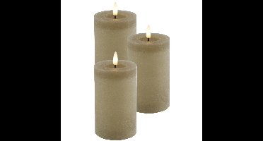 Countryfield Lyon LED kaars - 3x - beige - D7,5 x H12,5 cm - timer