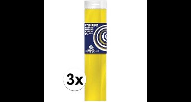 Crepe papier platte vellen - 3x - geel - 250 x 50 cm - Knutsel papier