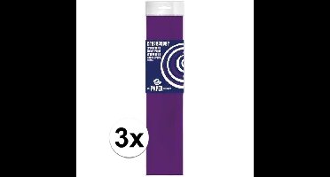 Crepe papier platte vellen - 3x - paars - 250 x 50 cm - Knutsel papier