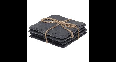 Cuisine Elegance Glazen onderzetters - 4x stuks - leisteen